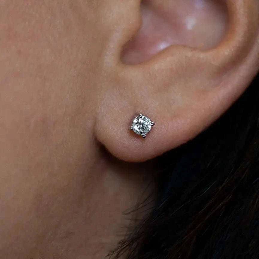 0.25 CTW Round Lab-Grown Diamond Stud Earrings in 14K Gold Over Sterling Silver (F Color, VS Clarity) - Maven Couture IncEarrings