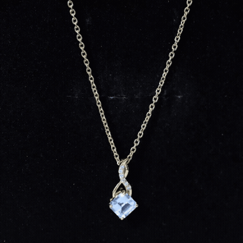 0.5 CT Cushion Cut Sky Blue Topaz Infinity Necklace with Silver Chain