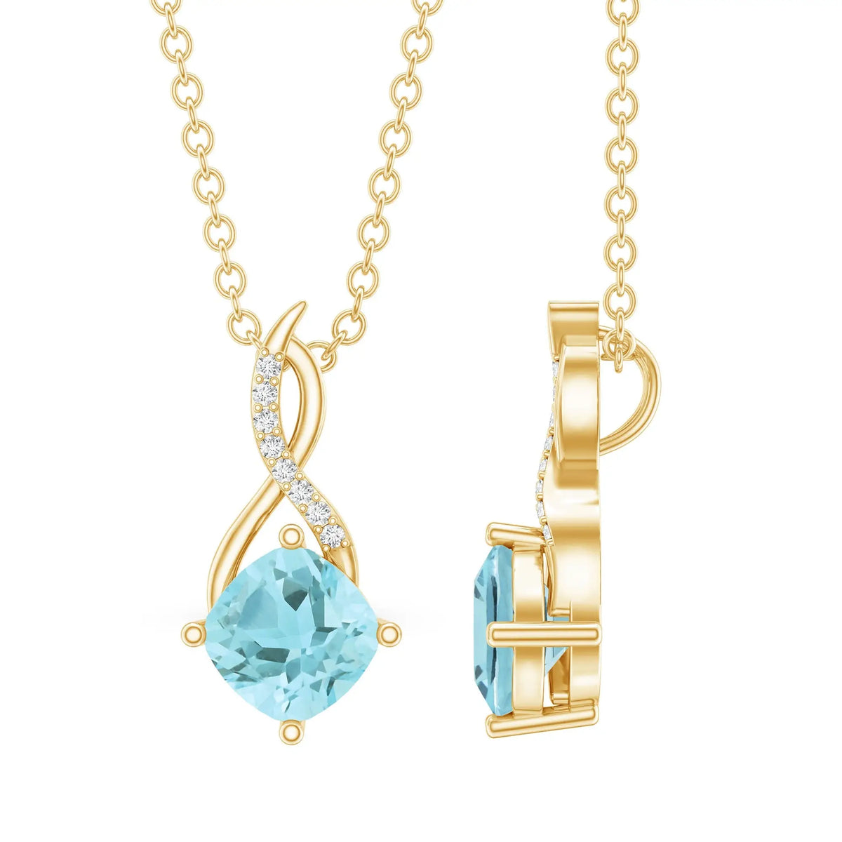 0.5 CT Cushion Cut Sky Blue Topaz Infinity Necklace with Silver Chain