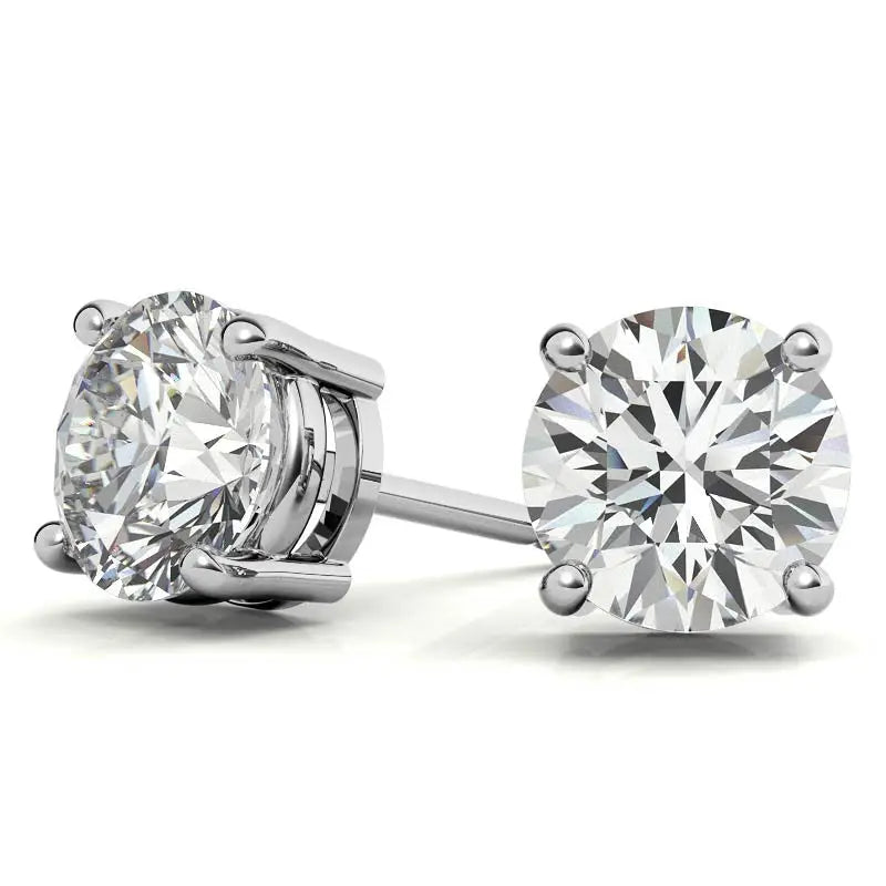 0.50 CTW lab grown diamond round-cut stud earrings in 14K white gold with secure push-back closure