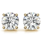 0.50 CTW lab grown diamond stud earrings with round brilliant cut stones set in 14K yellow gold prongs