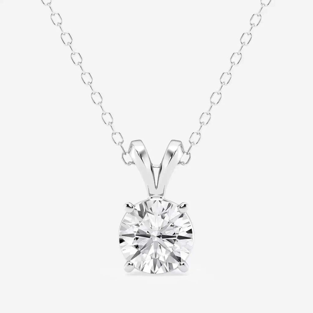 0.50 CTW Round Lab Grown Diamond Split Bail Solitaire Pendant in 14K White Gold Over Sterling - Maven Couture IncCharms & Pendants