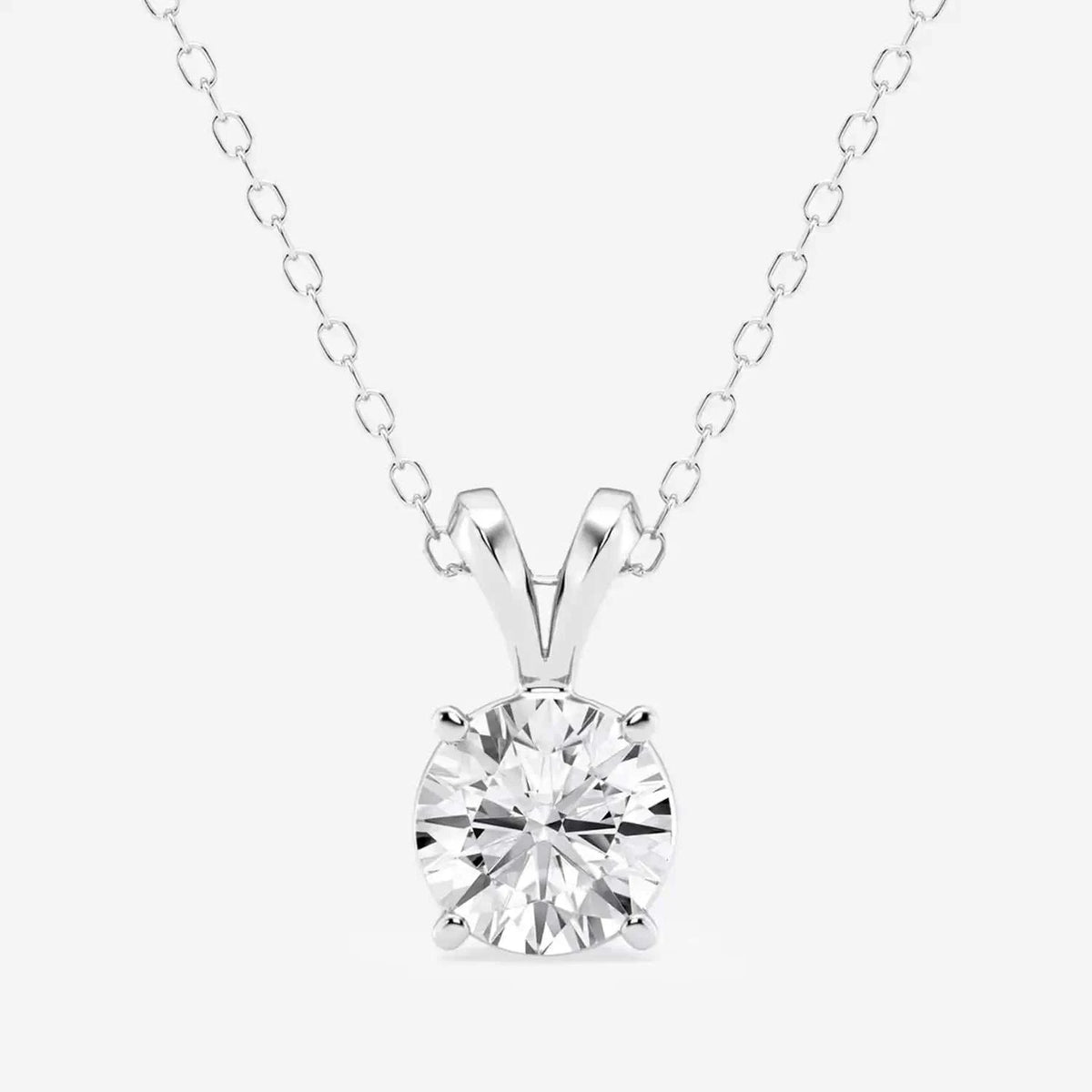 0.50 CTW Round Lab Grown Diamond Split Bail Solitaire Pendant in 14K White Gold Over Sterling - Maven Couture IncCharms & Pendants