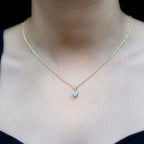 0.9 Carat Swiss Blue Topaz Solitaire and Diamond Heart Necklace with Chain
