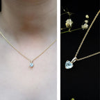 0.9 Carat Swiss Blue Topaz Solitaire and Diamond Heart Necklace with Chain