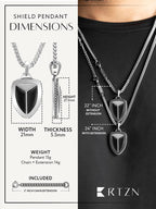Black Onyx Shield Pendant Necklace - Maven Couture IncShield Pendant