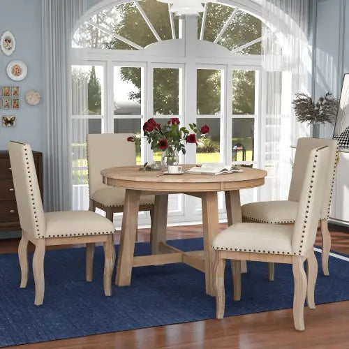 Elevate your home with the farmhouse wooden dining table set