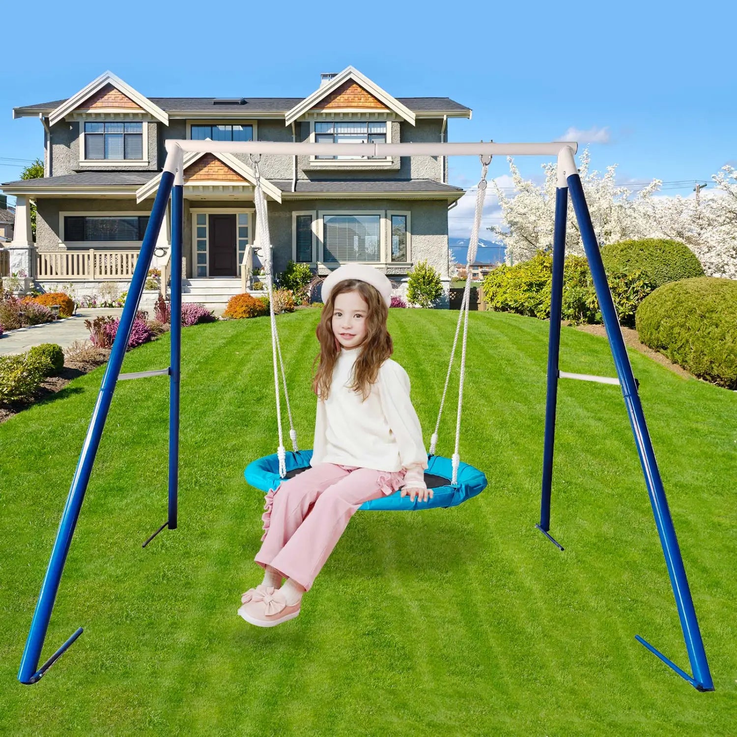 Elevate outdoor fun with our luxury playground metal swing set