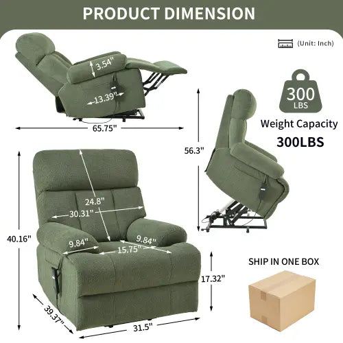 Experience luxury with the oversized power lift recliner chair