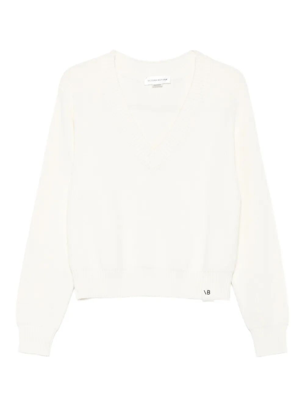 Victoria Beckham Women Relaxed Fit V-Neck Cotton Blend Sweater - Maven Couture IncTops / Sweaters & Pullovers