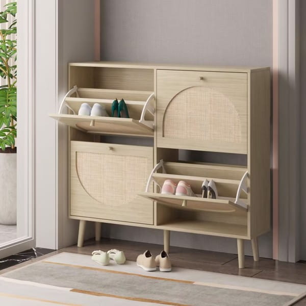 Elevate your space with the luxury fashion for women rattan shoe cabinet