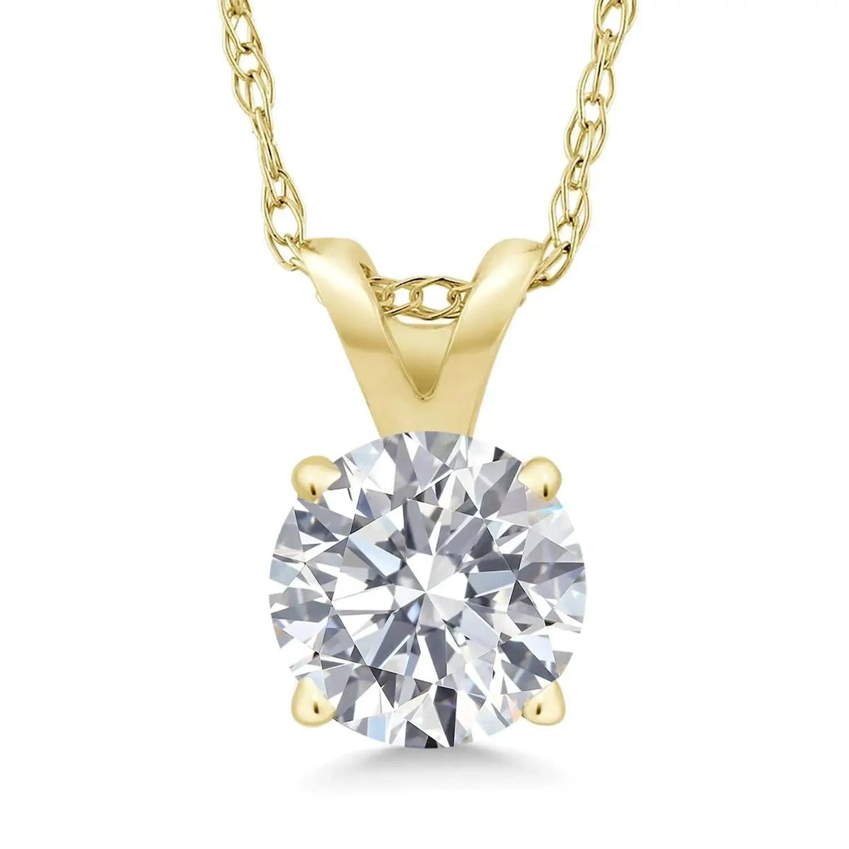1.00 CTW Lab-Grown Round Diamond Solitaire Pendant in Solid 14K Gold – F Color, VS Clarity, AGI Certified - Maven Couture IncCharms & Pendants