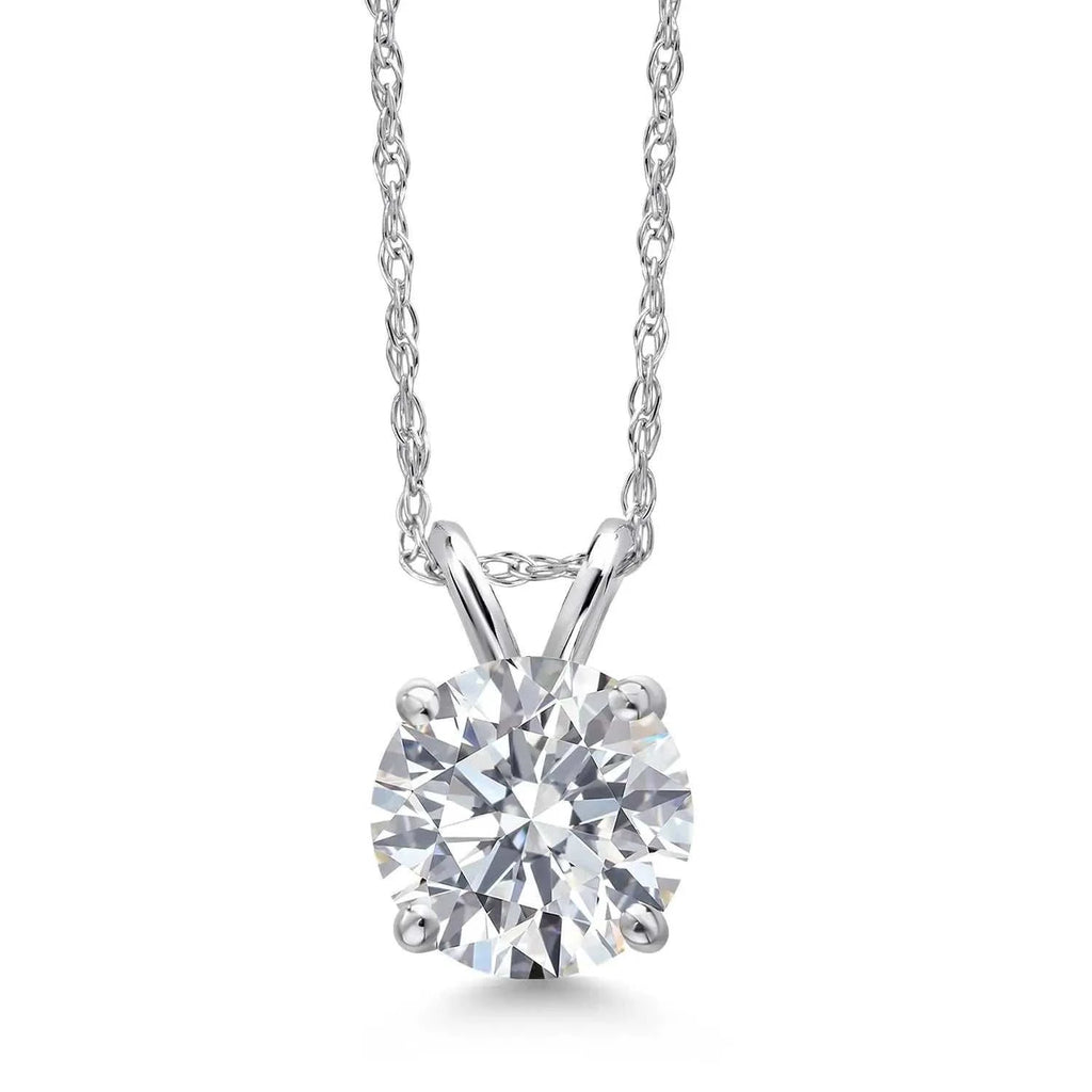 1.00 CTW Round Lab Grown Diamond Pendant Necklace in 14K Gold | AGI Certified | E-F Color, VS1-VS2 Clarity | 18 Inch Chain - Maven Couture IncPendants