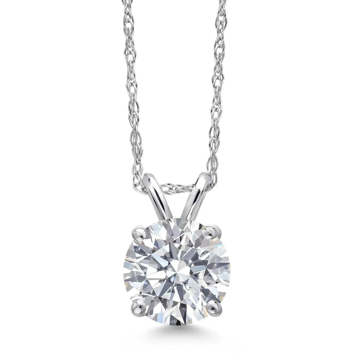 1.00 CTW Round Lab Grown Diamond Pendant Necklace in 14K Gold | AGI Certified | E-F Color, VS1-VS2 Clarity | 18 Inch Chain - Maven Couture IncPendants