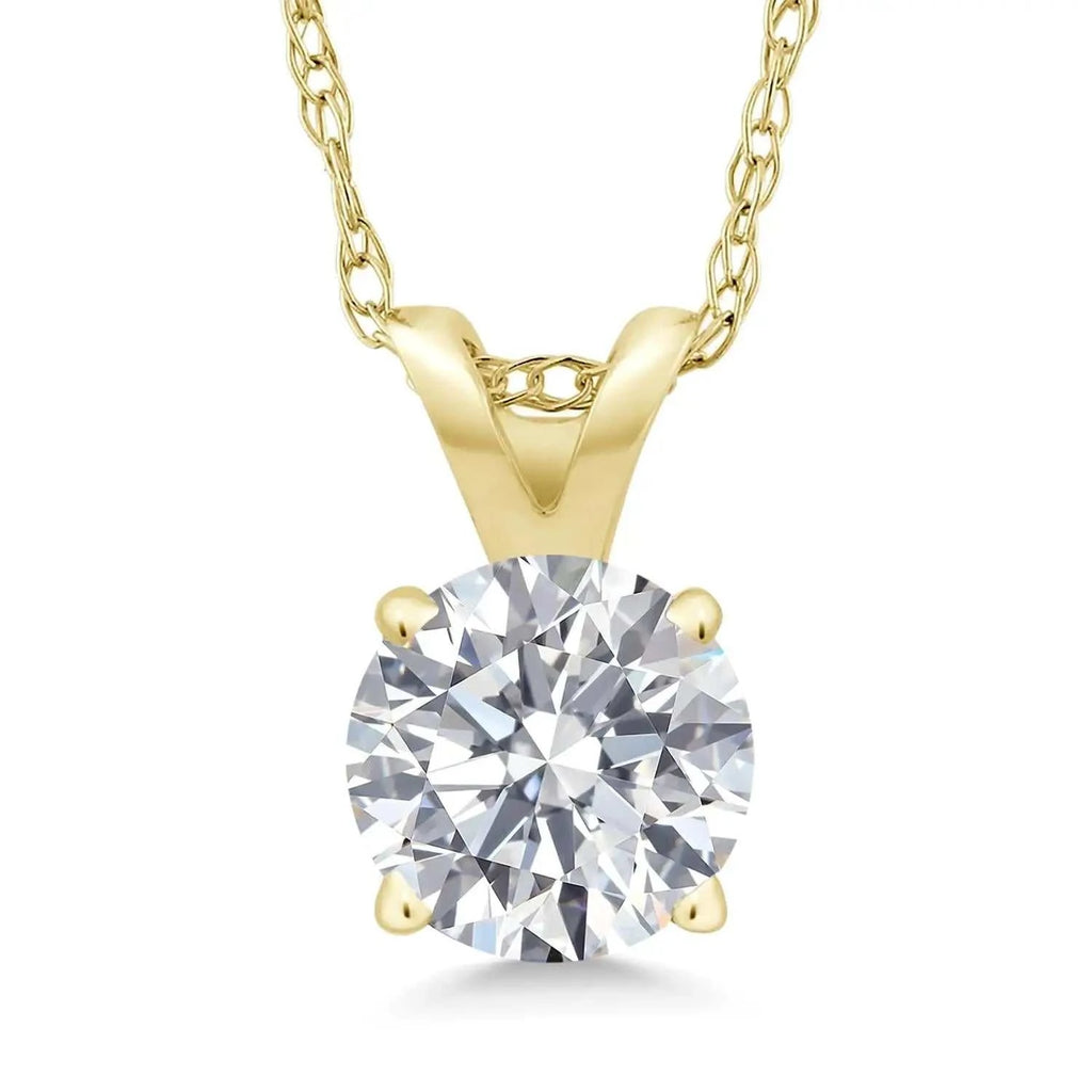 1.00 CTW Round Lab Grown Diamond Pendant Necklace in 14K Gold | AGI Certified | E-F Color, VS1-VS2 Clarity | 18 Inch Chain - Maven Couture IncPendants