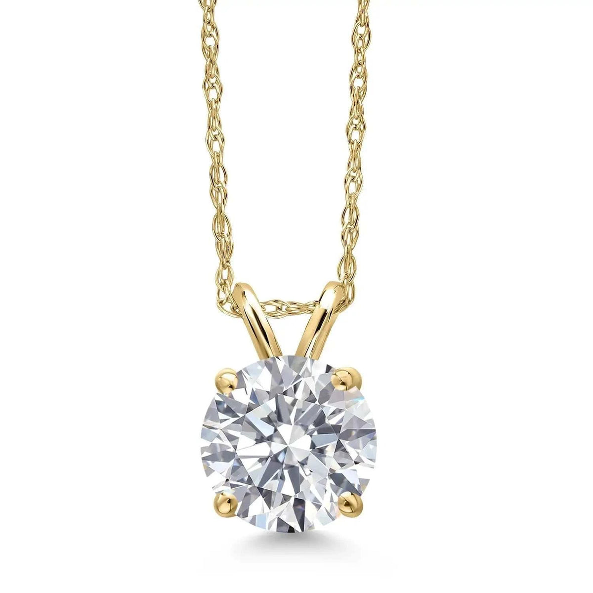 1.00 CTW Round Lab Grown Diamond Pendant Necklace in 14K Gold | AGI Certified | E-F Color, VS1-VS2 Clarity | 18 Inch Chain - Maven Couture IncPendants