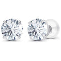 Lab-grown diamond stud earrings featuring round brilliant-cut stones in 14K white gold four-prong settings