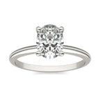 1 1/2 CTW Oval Lab Grown Diamond solitaire engagement ring with oval center stone in 14K white gold band