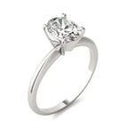 1 1/2 CTW Oval Lab Grown Diamond solitaire engagement ring in polished 14K white gold with four-prong setting