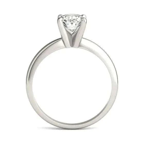 1 1/2 CTW Oval Lab Grown Diamond solitaire engagement ring with a round clear diamond and 14K white gold band