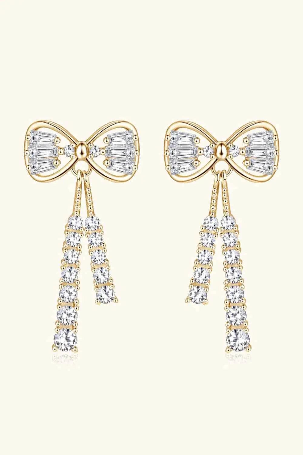 1.12 Carat Moissanite 925 Sterling Silver Bow Earrings