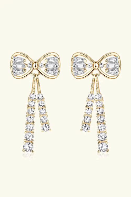 1.12 Carat Moissanite 925 Sterling Silver Bow Earrings
