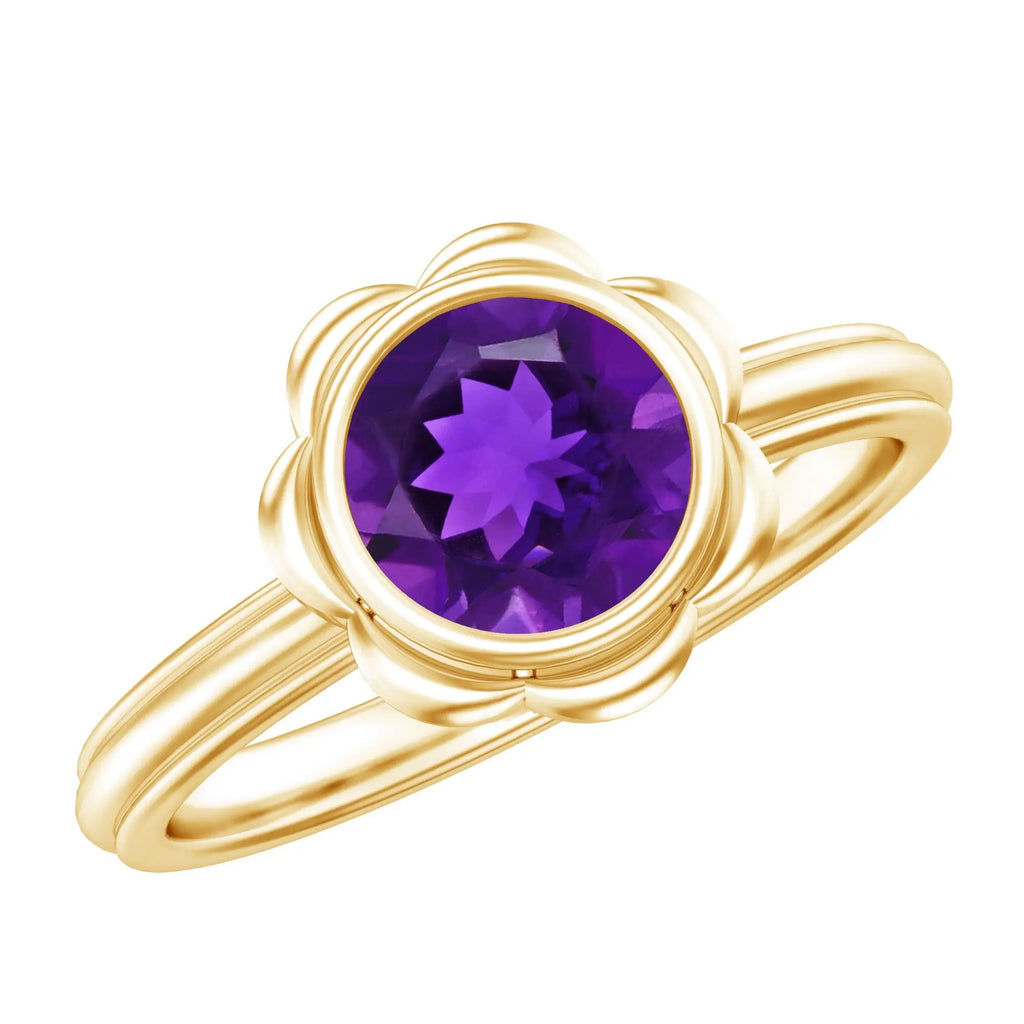 1.2 Carat Amethyst Engagement Ring in Bezel Setting
