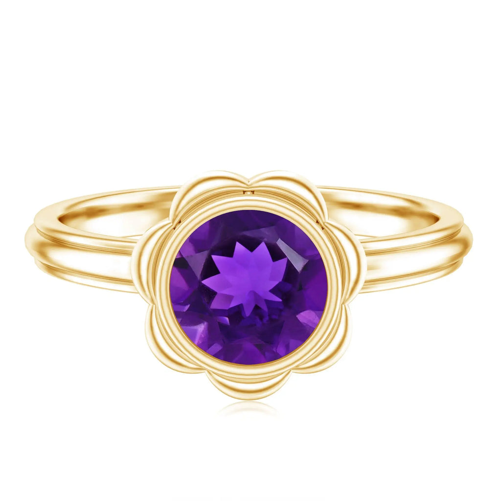 1.2 Carat Amethyst Engagement Ring in Bezel Setting