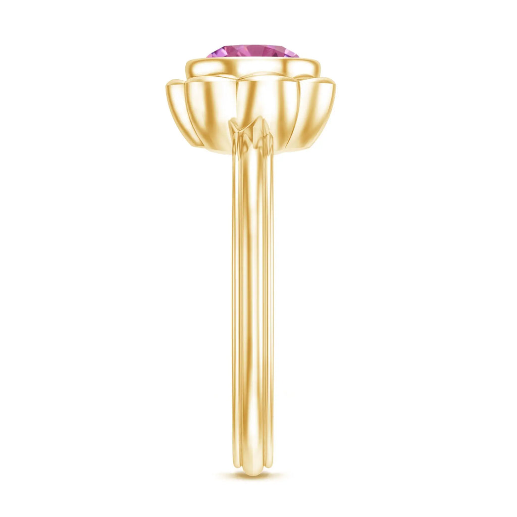 1.2 Carat Round Pink Tourmaline Flower Engagement Ring