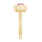 1.2 Carat Round Pink Tourmaline Flower Engagement Ring