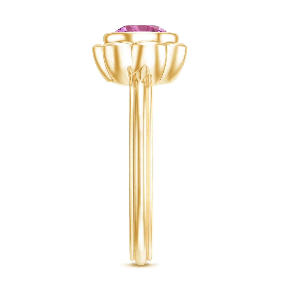 1.2 Carat Round Pink Tourmaline Flower Engagement Ring