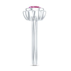 1.2 Carat Round Pink Tourmaline Flower Engagement Ring