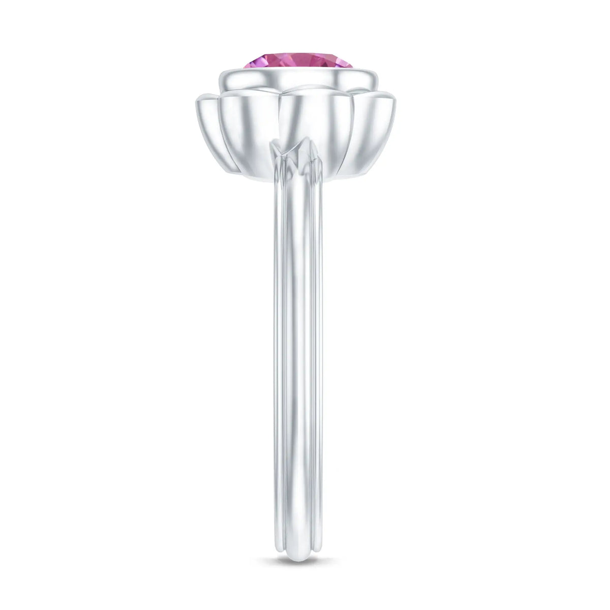 1.2 Carat Round Pink Tourmaline Flower Engagement Ring