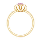 1.2 Carat Round Pink Tourmaline Flower Engagement Ring