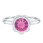 1.2 Carat Round Pink Tourmaline Flower Engagement Ring