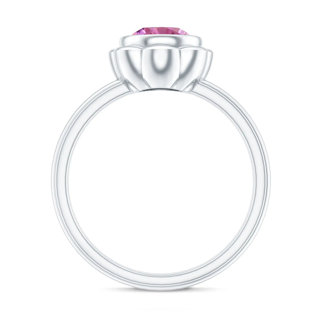 1.2 Carat Round Pink Tourmaline Flower Engagement Ring