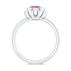 1.2 Carat Round Pink Tourmaline Flower Engagement Ring