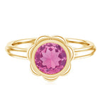 1.2 Carat Round Pink Tourmaline Flower Engagement Ring