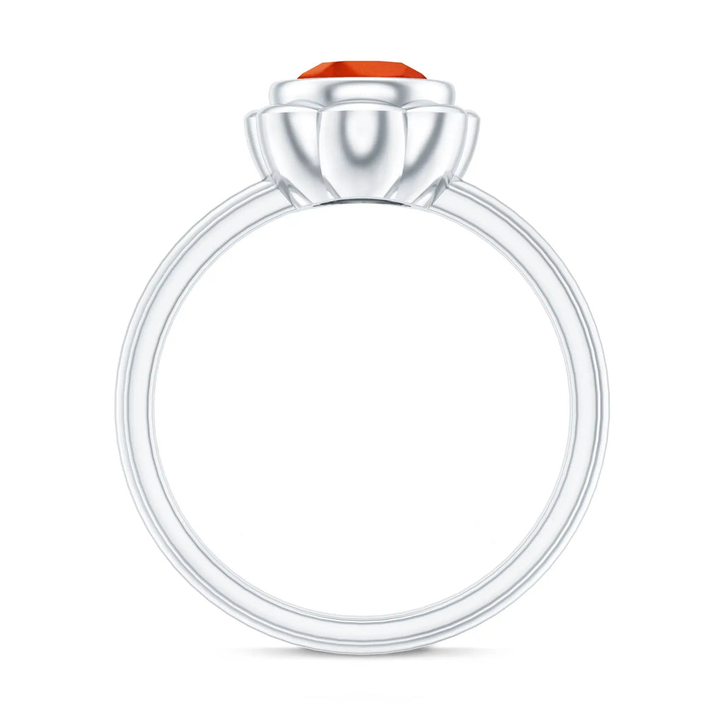 1.6 Carat Lab Grown Orange Sapphire Bezel Set Engagement Ring