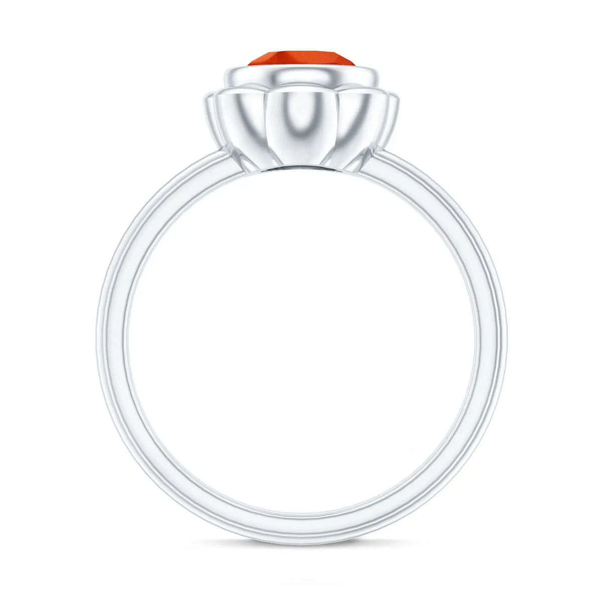 1.6 Carat Lab Grown Orange Sapphire Bezel Set Engagement Ring