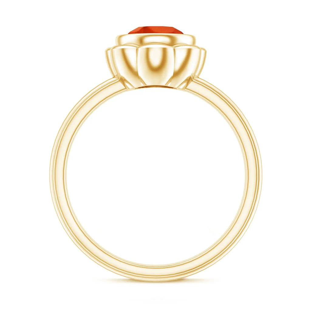 1.6 Carat Lab Grown Orange Sapphire Bezel Set Engagement Ring