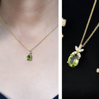 1.7 Carat Oval Peridot Diamond Flower Necklace for Women