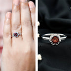 1.7 Carat Round Cut Garnet Flower Engagement Ring for Women