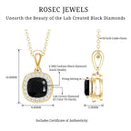 1.8 Carat Lab Grown Black and White Diamond Halo Necklace with Silver Chain