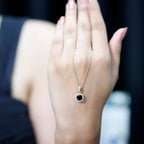 1.8 Carat Lab Grown Black and White Diamond Halo Necklace with Silver Chain