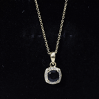 1.8 Carat Lab Grown Black and White Diamond Halo Necklace with Silver Chain