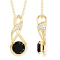 1 Carat Black and White Diamond Infinity Necklace with Silver Chain
