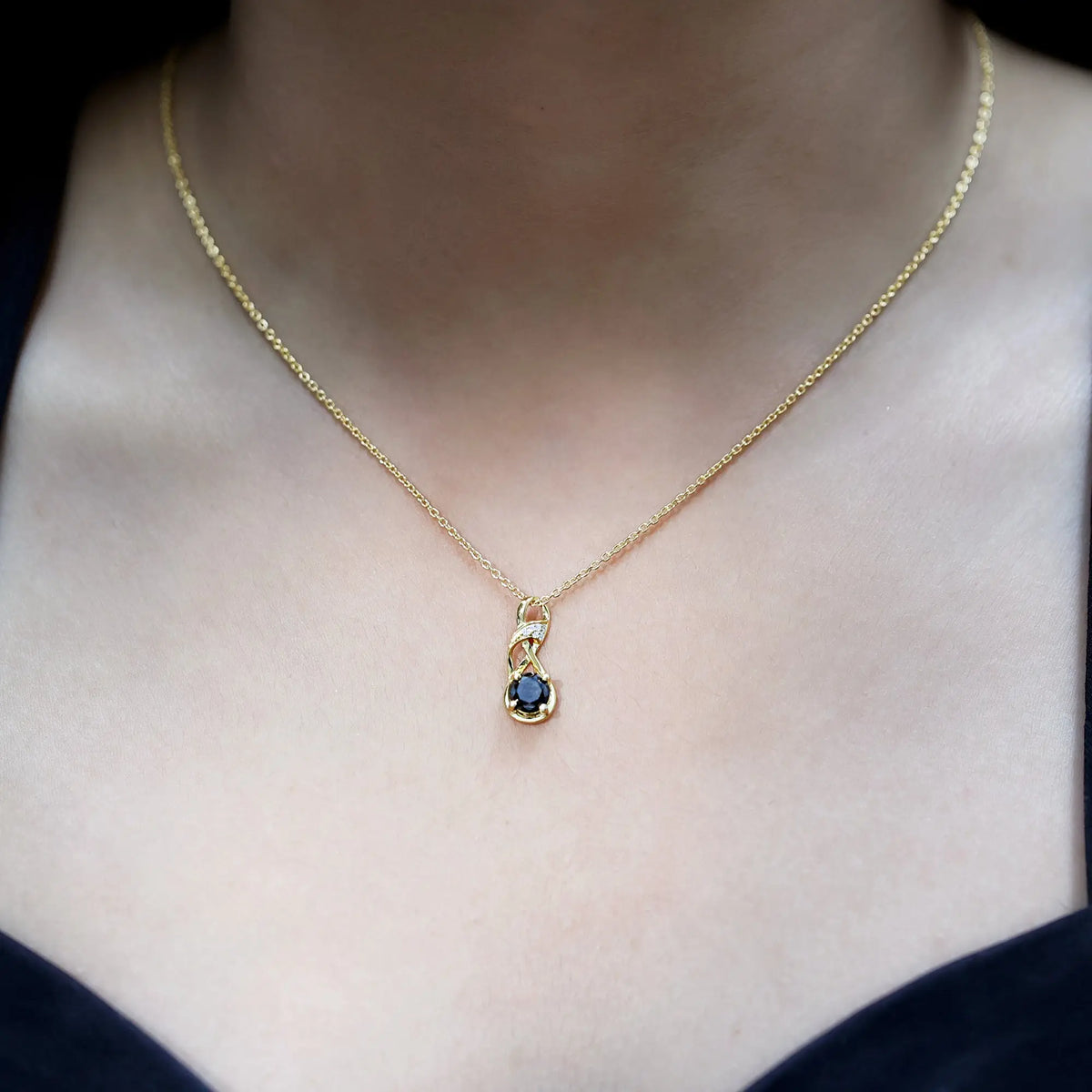 1 Carat Black and White Diamond Infinity Necklace with Silver Chain