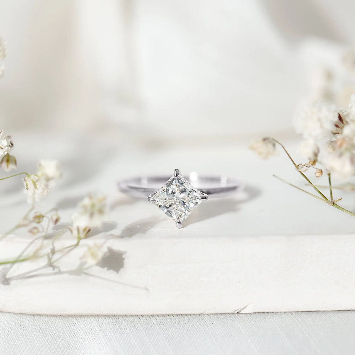 1 Carat Lab Created Diamond Princess Cut Engagement Ring IGI Certified