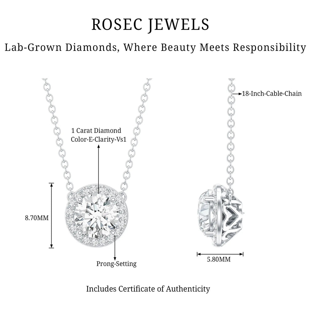 1 Carat Lab Grown Diamond Bridal Necklace with IGI Certificate